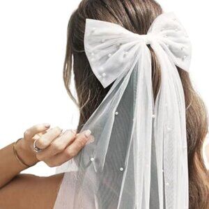 Bridal Veil Bachelorette Party Veil White Bow Wedding Veil